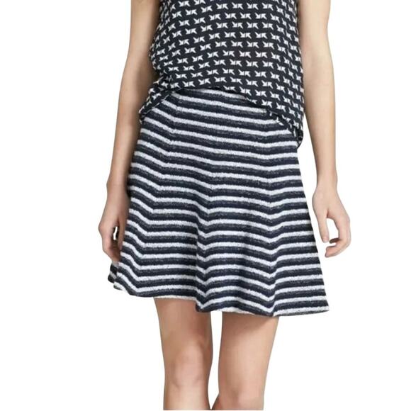 Theory Lyerly Navy Stripe Flared Knit Skirt - Picture 7 of 7